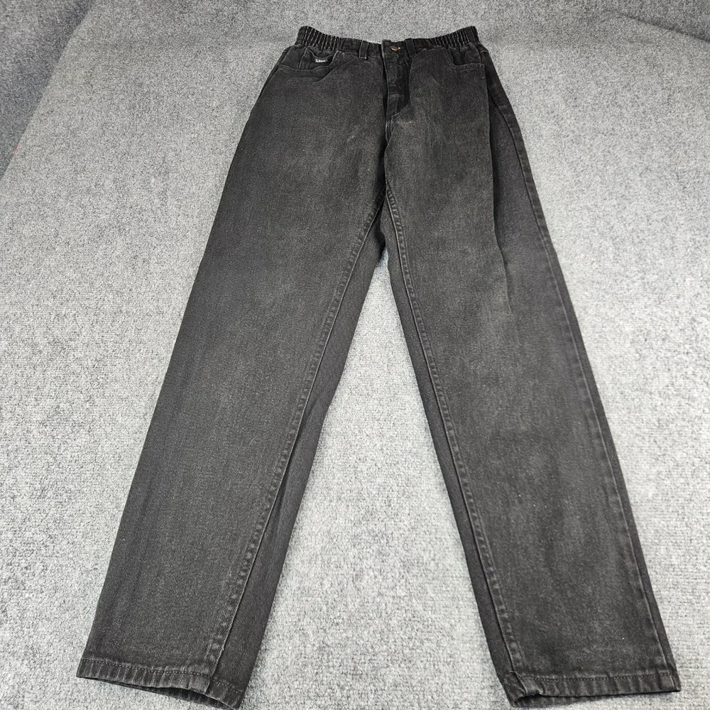 Lee Vintage High Waisted Elastic Waist Mom Jeans Faded Black Denim Size‎ 6M